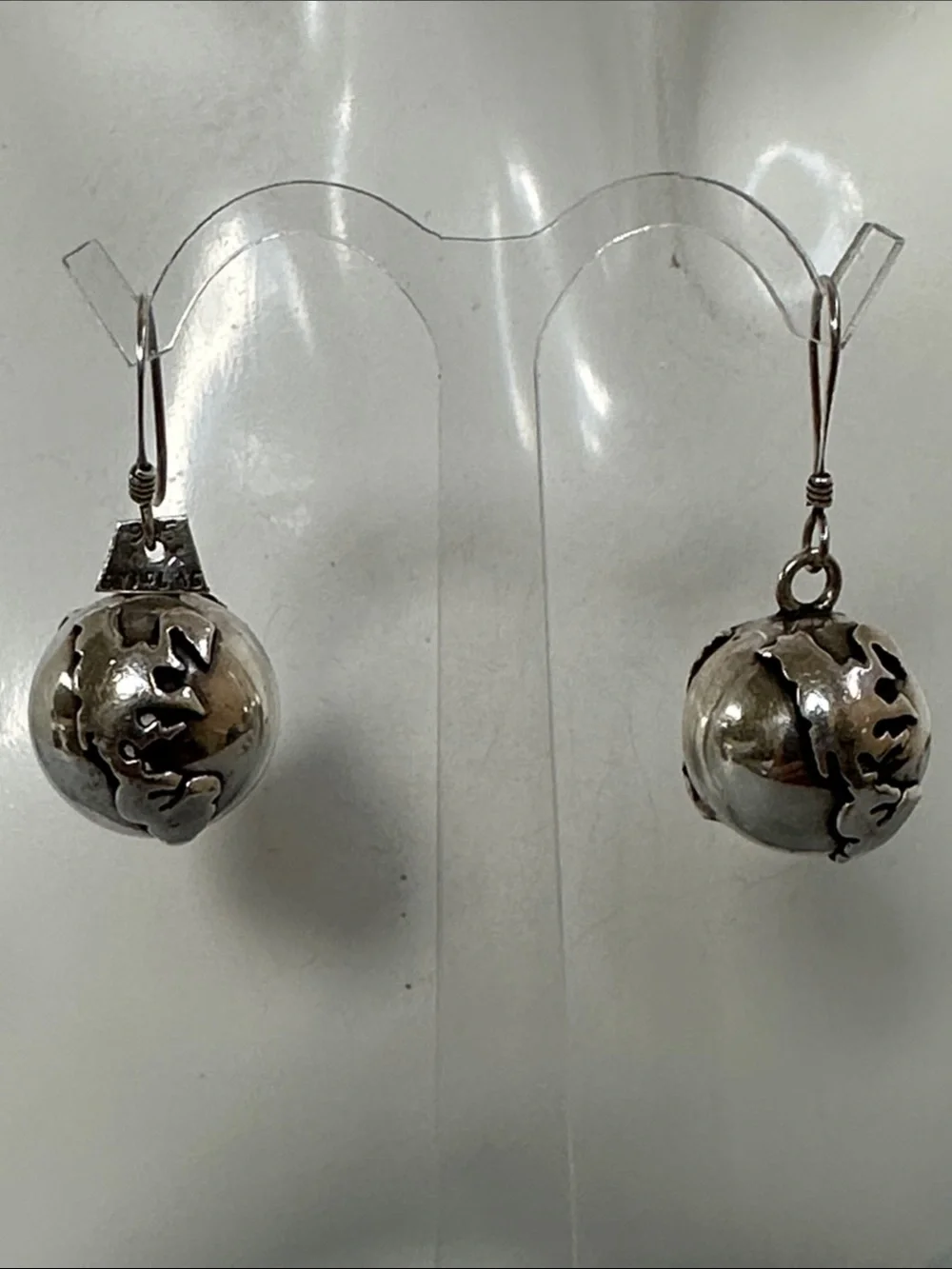 925 Sterling Silver Filigree Globe Drop Earrings